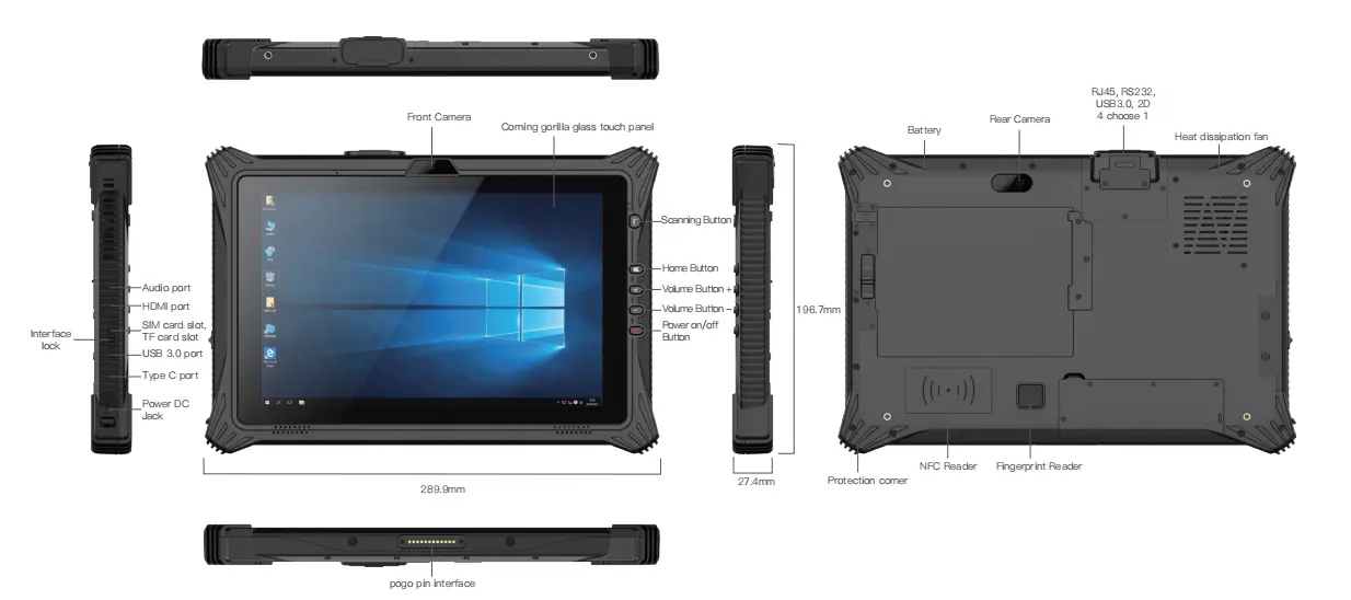 EM-I10J - Tablette durcie Windows 10.1